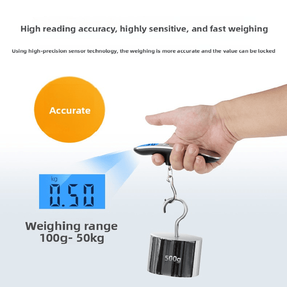 White Green light Portable Digital Luggage Scale 50kg High Precision Hanging Weigher with Backlit LCD Stainless Steel for Travel Home and Postal Use - RnR Galore