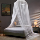 White Hanging Princess Bed Canopy Mosquito Net - Dome Bedding for Dorm Rooms & Bedrooms (Fits 1.8m - 2m Beds) - RnR Galore