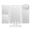 White LED Lighted Tri - Fold Vanity Mirror with 2X/3X/10X Magnification - RnR Galore