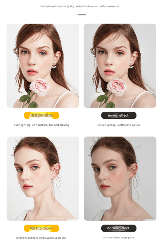 White Magnetic Foldable Selfie Light with Mirror - Rechargeable LED Fill Light for iPhone & Android Vlogging(Mobile phone is a shooting prop and is not included) - RnR Galore