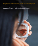 White Magnetic Foldable Selfie Light with Mirror - Rechargeable LED Fill Light for iPhone & Android Vlogging(Mobile phone is a shooting prop and is not included) - RnR Galore