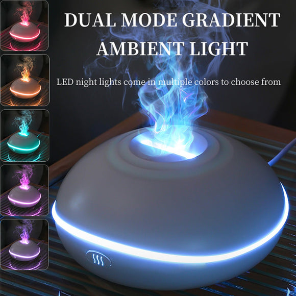 White Mini USB Aromatherapy Diffuser with Flame Projection - Portable Humidifier for Home and Car Use - RnR Galore