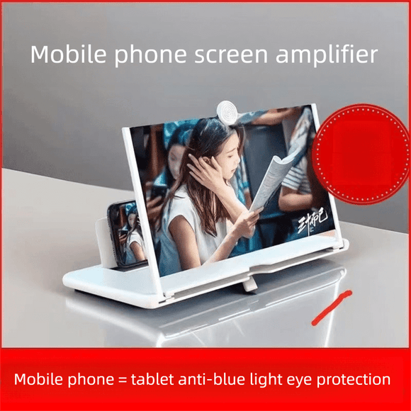 White Portable 10 - Inch Mobile Phone Screen Magnifier with Foldable Stand - 3D HD Video Amplifier for Movies & Reading - Pull - Out Design Compatible with All Smartphones - Ideal for Home, Travel & Camping - RnR Galore