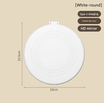 White Portable LED Makeup Mirror with Tricolor Lights - Rechargeable Folding Travel Mirror - RnR Galore