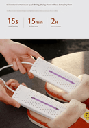 White Portable USB Shoe Dryer & Deodorizer - Constant Temperature Electric Boot Warmer with UV Sanitizer - RnR Galore