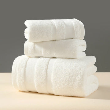 White Premium 3 - Piece 100% Cotton Towel Set - Ultra Soft, Absorbent & Quick - Dry for Bathroom - RnR Galore