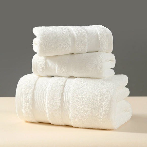 White Premium 3 - Piece 100% Cotton Towel Set - Ultra Soft, Absorbent & Quick - Dry for Bathroom - RnR Galore