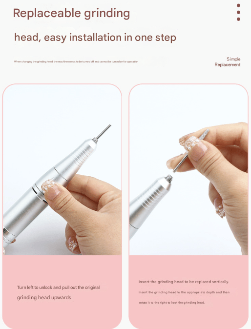 White Professional Rechargeable Nail Drill Machine - 45000RPM Portable E - File Kit for Acrylic, Gel, Polishing & Manicure - RnR Galore