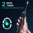 White Sonic Rechargeable Electric Toothbrush with 8 Heads & Travel Case - 5 Brushing Modes & Smart Timer(USB) - RnR Galore