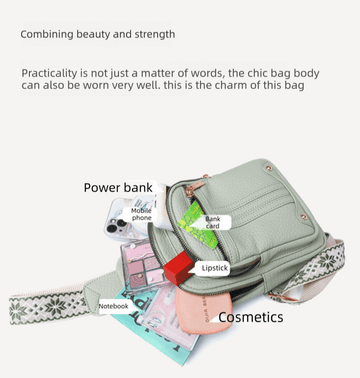 Women's Soft PU Leather Sling Bag Crossbody Chest Purse with Adjustable Boho Strap - Lightweight Multi - Pocket Shoulder Daypack for Travel & Daily Use - Black - RnR Galore