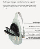 Women's Soft PU Leather Sling Bag Crossbody Chest Purse with Adjustable Boho Strap - Lightweight Multi - Pocket Shoulder Daypack for Travel & Daily Use - Light green - RnR Galore