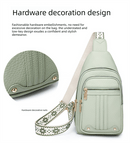 Women's Soft PU Leather Sling Bag Crossbody Chest Purse with Adjustable Boho Strap - Lightweight Multi - Pocket Shoulder Daypack for Travel & Daily Use - Light green - RnR Galore