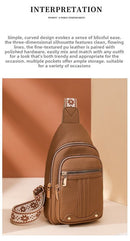 Women's Soft PU Leather Sling Bag Crossbody Chest Purse with Adjustable Boho Strap - Lightweight Multi - Pocket Shoulder Daypack for Travel & Daily Use - White - RnR Galore