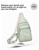 Women's Soft PU Leather Sling Bag Crossbody Chest Purse with Adjustable Boho Strap - Lightweight Multi - Pocket Shoulder Daypack for Travel & Daily Use - White - RnR Galore