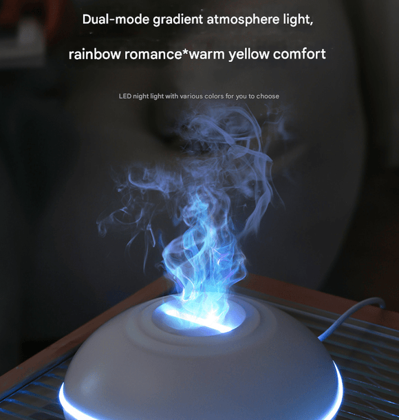 Wood grain Mini USB Aromatherapy Diffuser with Flame Projection - Portable Humidifier for Home and Car Use - RnR Galore