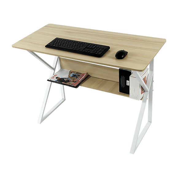 Wood & Metal Computer Desk with Shelf Home Office Furniture - RnR Galore