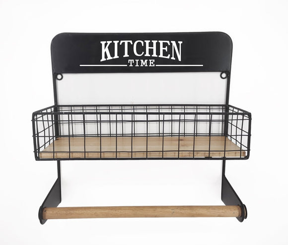Wooden Kitchen Basket W Hanging Rail 35x35cm - RnR Galore
