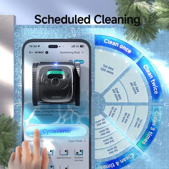 WYBOT C1 Cordless Robotic Pool Cleaner, with APP Control, Auto Vacuum Robot, Wall & Waterline Cleaning, Above Ground Inground up to 150sqm - RnR Galore