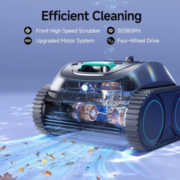 WYBOT C1 Cordless Robotic Pool Cleaner, with APP Control, Auto Vacuum Robot, Wall & Waterline Cleaning, Above Ground Inground up to 150sqm - RnR Galore