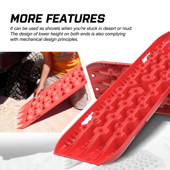 X - BULL 2 Pairs Recovery tracks Sand Mud Snow 4WD / 4x4 ATV Offroad Stronger Gen 3.0 - Red - RnR Galore