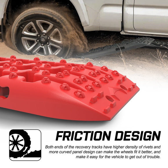 X - BULL 2 Pairs Recovery tracks Sand Mud Snow 4WD / 4x4 ATV Offroad Stronger Gen 3.0 - Red - RnR Galore