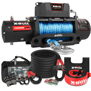 X - BULL 4WD Winch 12000LBS Electric Winch 12V 4X4 Offroad With 4WD Recovery Kit Kinetic Recovery Rope - RnR Galore