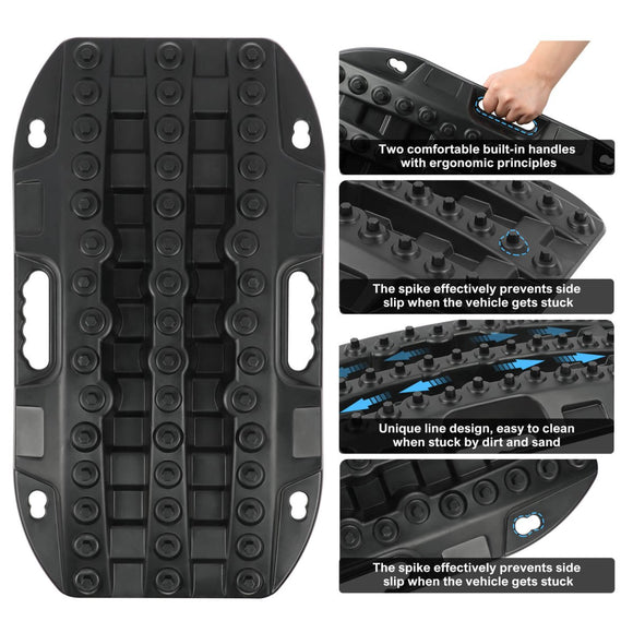 X - BULL Mini Recovery Tracks Traction Boards Sand Mud Snow 4WD 4x4 Vehicle 1 Pair Black - RnR Galore