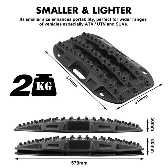 X - BULL Mini Recovery Tracks Traction Boards Sand Mud Snow 4WD 4x4 Vehicle 1 Pair Black - RnR Galore