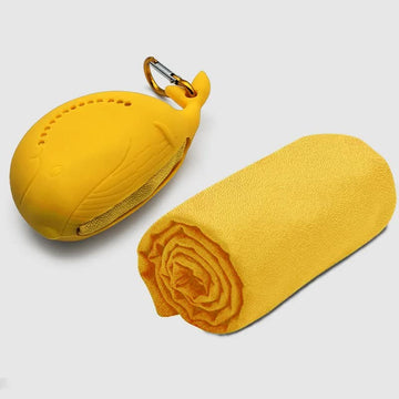 Yellow 2 - PCS Smart Whale Silicone Case Quick - Dry Towel Set - Portable & Cooling for Gym & Travel - RnR Galore