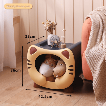 Yellow Cute Cat - Themed Stackable Storage Bin - Multi - purpose Pet Bed & Toy Organizer - RnR Galore