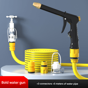 Yellow High - Pressure Car Wash Foam Gun & Hose Set - Adjustable Nozzle for Cleaning, Gardening & Pet Washing(5m) - RnR Galore
