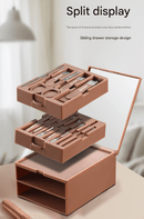 Yellow Premium 13 - in - 1 Manicure & Grooming Kit - Professional Carbon Steel Pedicure Set with Dual - Drawer Case & Mirror - RnR Galore