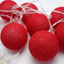 1 Set of 20 LED Red 5cm Cotton Ball Battery Powered String Lights Christmas Gift Home Wedding Party Bedroom Decoration Outdoor Indoor Table Centrepiece - RnR Galore