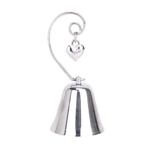10 Pack of Silver Wedding Kissing Bell Name Card Stand Holder with Heart in Ring Bomboniere Favour Gift - RnR Galore