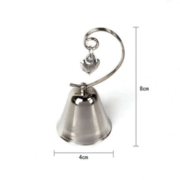 10 Pack of Silver Wedding Kissing Bell Name Card Stand Holder with Heart in Ring Bomboniere Favour Gift - RnR Galore