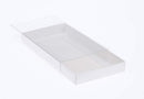 10 Pack of White Card Box - Clear Slide On Lid - 30 x 20 x 8cm - Large Beauty Product Gift Giving Hamper Tray Merch Fashion Cake Sweets Xmas - RnR Galore