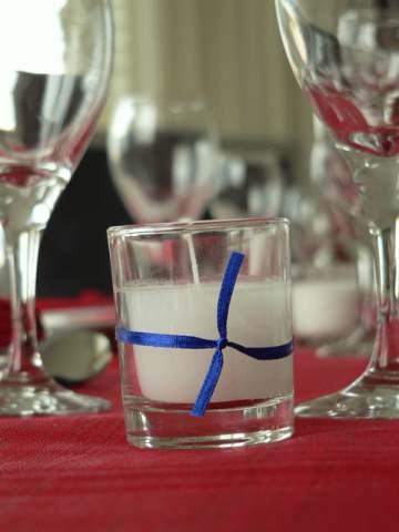 10 White Wax Clear Glass Holder Votive Candle - Wedding Event Centrepiece Table Decoration - RnR Galore