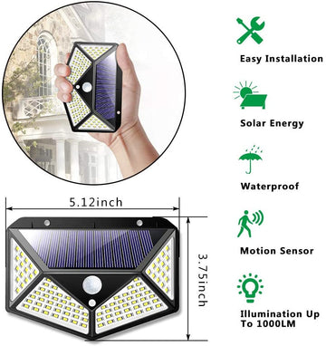 100 Waterproof LED Motion Sensor Solar Security Lights Outdoor (2pack) - RnR Galore