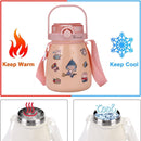 1000ml Large Water Bottle Stainless Steel Straw Water Jug with FREE Sticker Packs (Blue) - RnR Galore