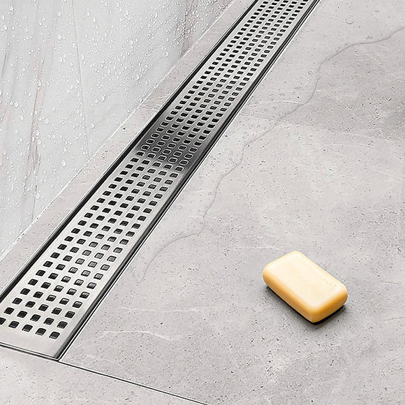 1200mm Bathroom Shower Stainless Steel Grate Drain w/Centre outlet Floor Waste Square Pattern - RnR Galore