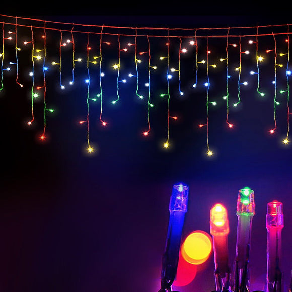 12.5M Christmas Lights Solar Icicle String Light Multi Colour Jingle Jollys - RnR Galore