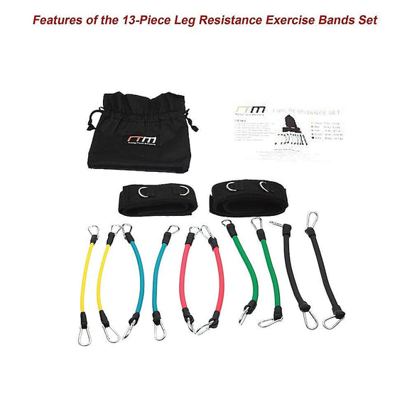 13PC Resistance Bands Set – Fitness Exercise Tubes with Handles & Leg Bands - RnR Galore