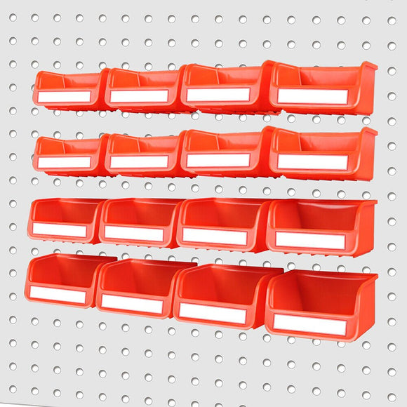 16Pc Pegboard Bins Peg Board Parts Storage With Steel Hooks Tools Organiser Tray - RnR Galore