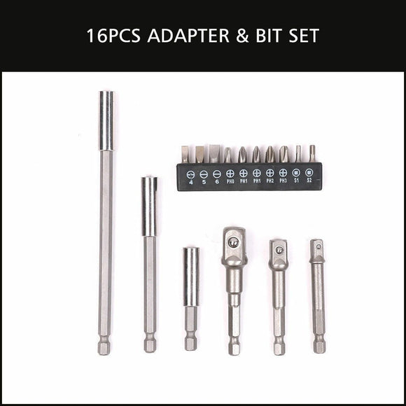 16Pc Socket Bit Adaptor Set Power Drill Nut Driver Extension Screwdriver Bits - RnR Galore
