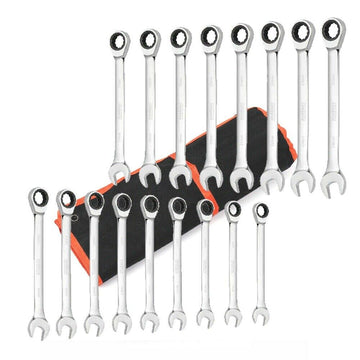 17Pc Ratchet Spanner Set Metric Combination Wrenches Open End Ring CR - V 8 - 24mm - RnR Galore