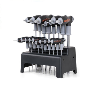 18 - Piece T - Handle Hex Key Set, SAE/Imperial & Metric Sizes Allen Wrench Set Long Arm with Ball End - RnR Galore