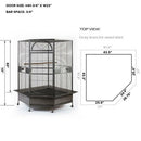 185cm XXL Corner Bird Cage Pet Parrot Aviary Perch Castor Wheel - RnR Galore