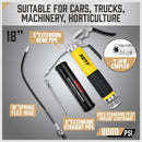 18inch Grease Gun 8000PSI Pistol Grip Flex Hose Heavy Duty Barrel With Cartridge - RnR Galore