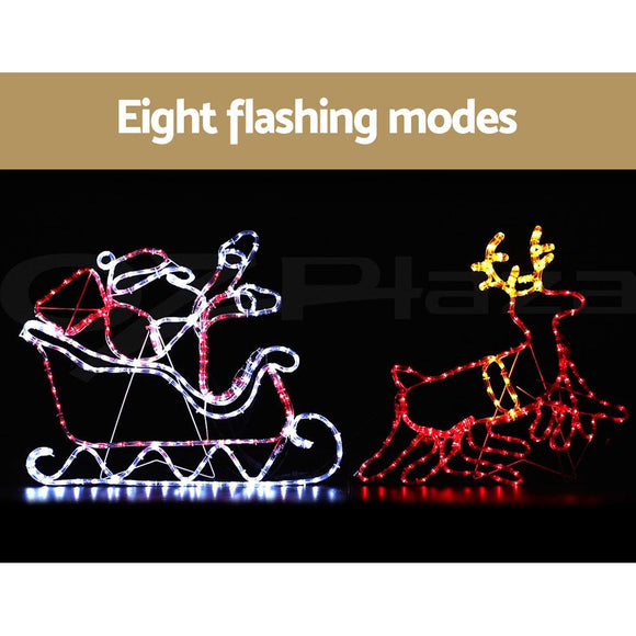 1X Christmas Lights Reindeer Sleigh 806 LED Decorations Jingle Jollys - RnR Galore