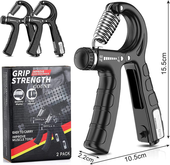 2 Pack Adjustable Hand Grip Strengthener for Hand Grip Strength and Wrist Rehabilitation (Resistance 5 - 60 kg) - RnR Galore